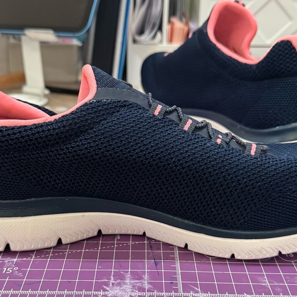 Skechers Women's Navy and Coral Sneakers - Picture 4 of 9